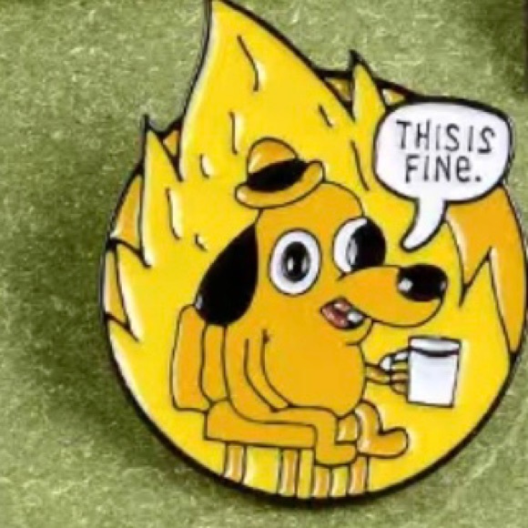 Everything’s Fine x Mental Health Matters colorful enamel cartoon pin brooch - Picture 4 of 15